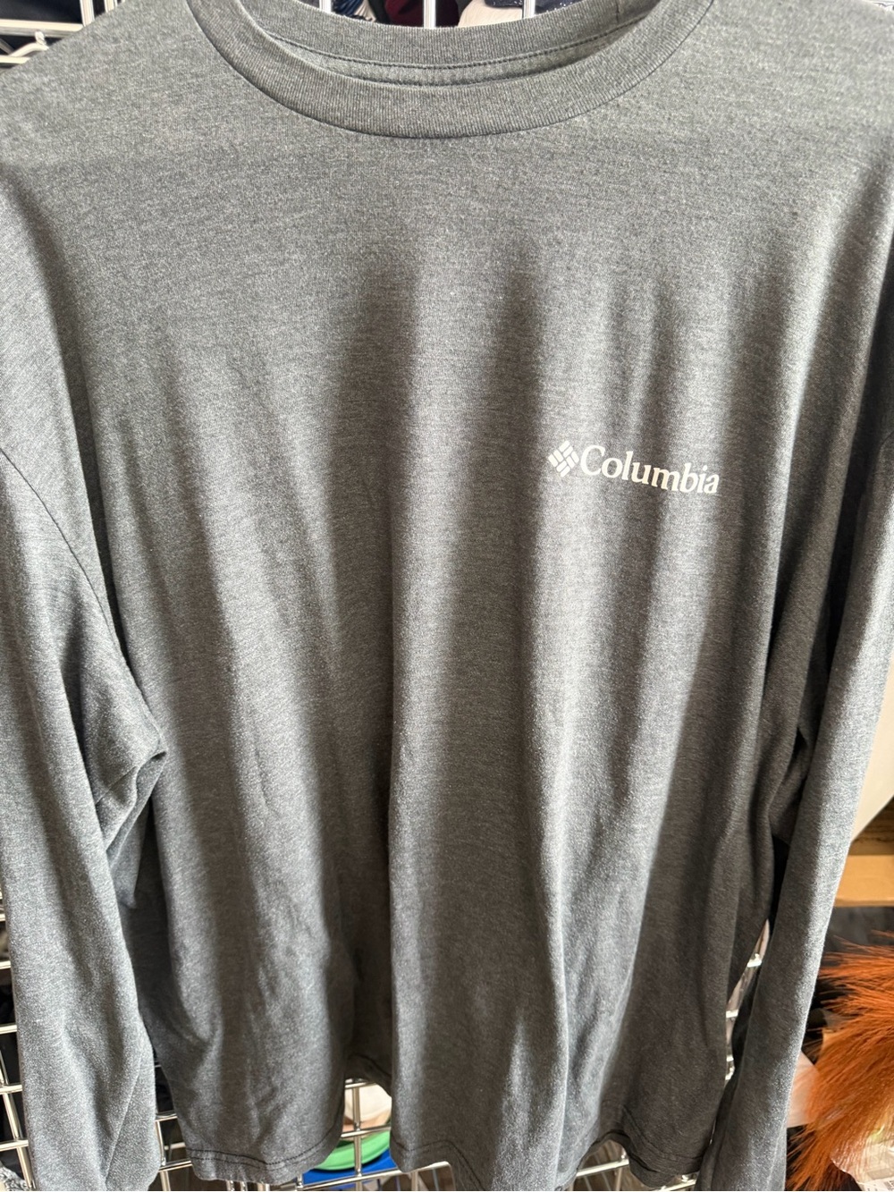 Columbia Men's Long-Sleeve Logo Tee — Heather Gray with White Logo
